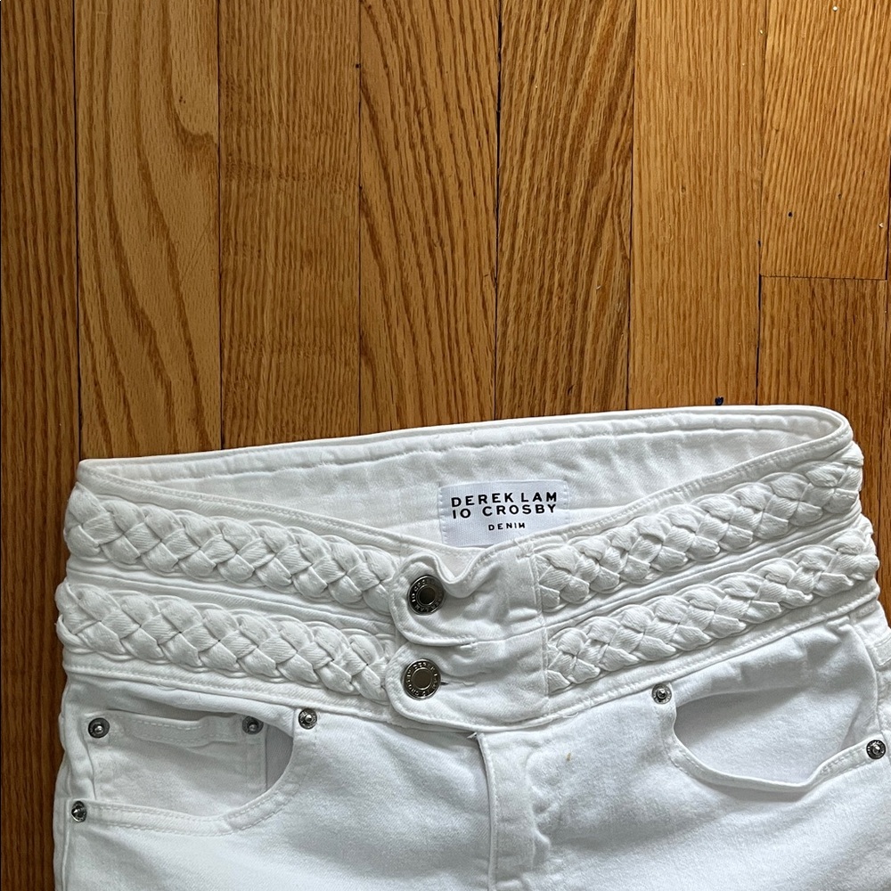 10 Crosby Derek Lam White Braided Waist Pants